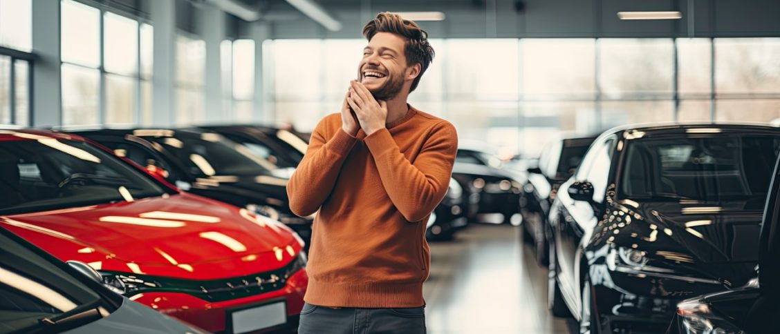 Un homme content qui vient d'apprendre qui a reçu un bonus pour son assurance auto